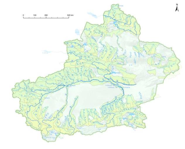 新疆集水面积 3000 平方千米及以上(四级集水分区)图 -兰伯特投影20250822